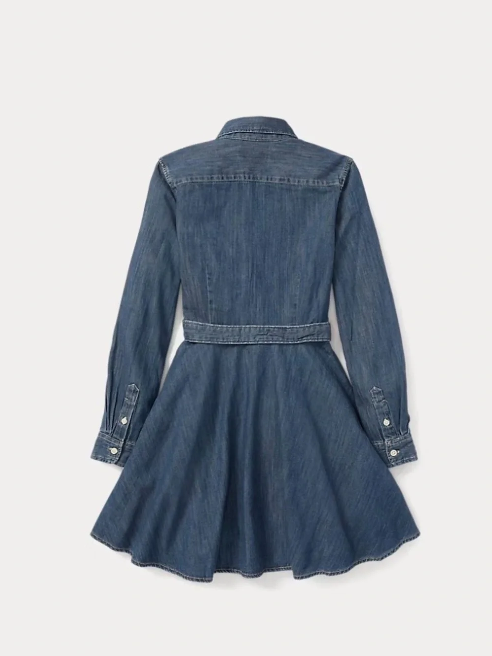 Ralph‎ Lauren Girls Belted Cotton Denim Shirtdress 10 Preppy Western Fall School